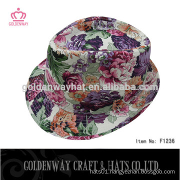 cheap Flower pattern fedora hat for girls